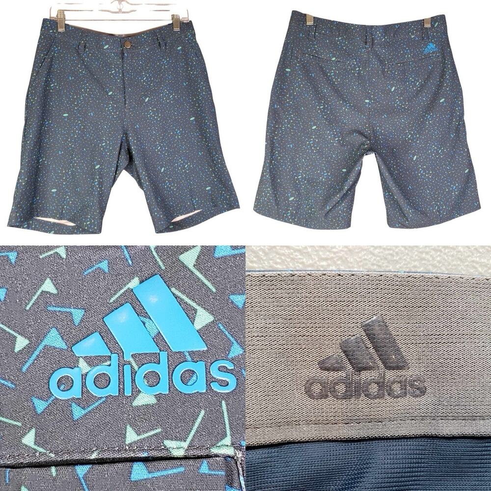Adidas Shorts Mens 30 Gray Climalite Regular Golf Lightweight Flags